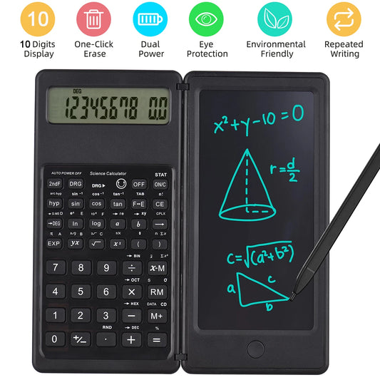 6.5 Inch Portable Calculator LCD Screen Writing Tablet Folding Scientific Calculator Tablet Digital Drawing Pad with Stylus Pen